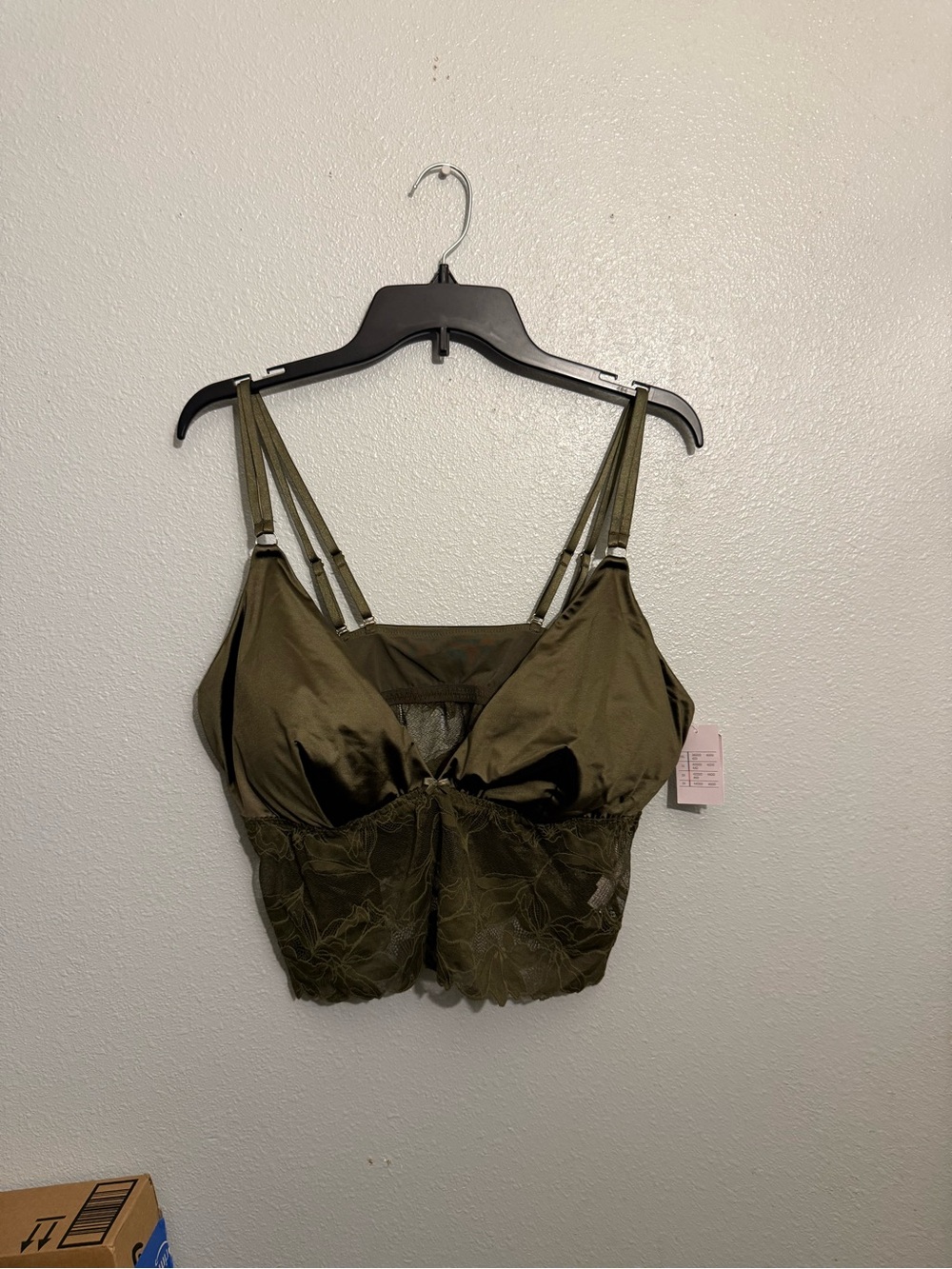 New silk Auden forest green lingerie top 1X
